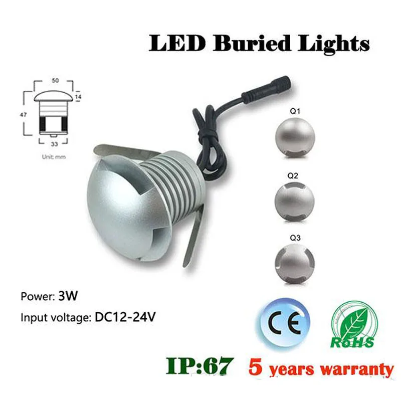 

10 Pcs Polarized Light 3W LED Underground Light, Polarized Inground Light 100LM/W IP67 With 12v/24v DC Input 5 Years Warranty