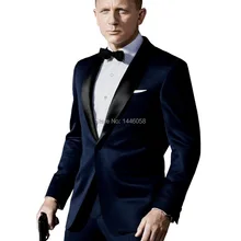 Изготовленный на заказ темно-синий костюм Вдохновленный костюм носить в Джеймсе Бонд Свадебный костюм для мужчин жениха смокинги жениха Свадебные костюмы