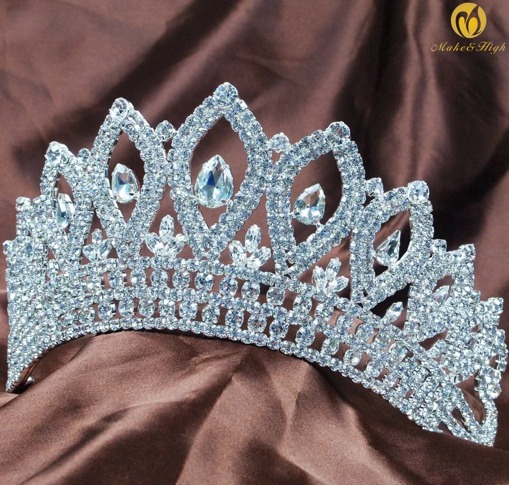 Miss beauty Pageant 3," тиара на голову для женщин Heaband прозрачный австрийский горный хрусталь Принцесса Серебряная корона аксессуары для волос