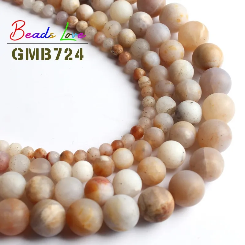 Natural Dull Polish Matte Flower Agata Stone Round Beads for Jewelry Making Pick Size 4 6 8 10 MM Diy Bracelet Necklace 15Inches | Украшения