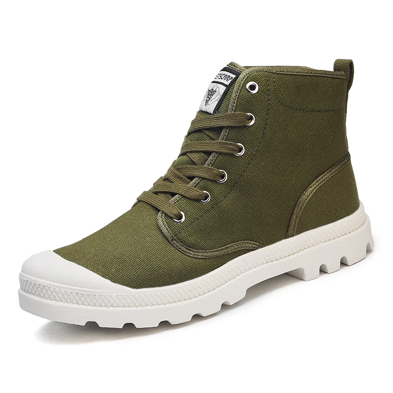 ZSUO/мужские парусиновые ботинки, весна, модные высокие ботильоны, дышащая парусиновая обувь, мужские кроссовки для мальчиков, большие размеры 36-47 - Цвет: Armygreen