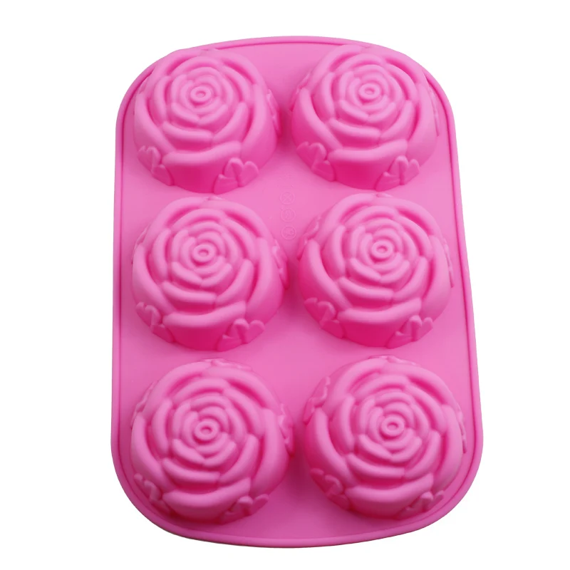 1 шт. 6-rose Flower силиконовые формы для торта, мороженого, шоколада, мыло силиконовые формы, 3D формы для выпечки кексов, форма для выпечки, форма для торта - Цвет: A