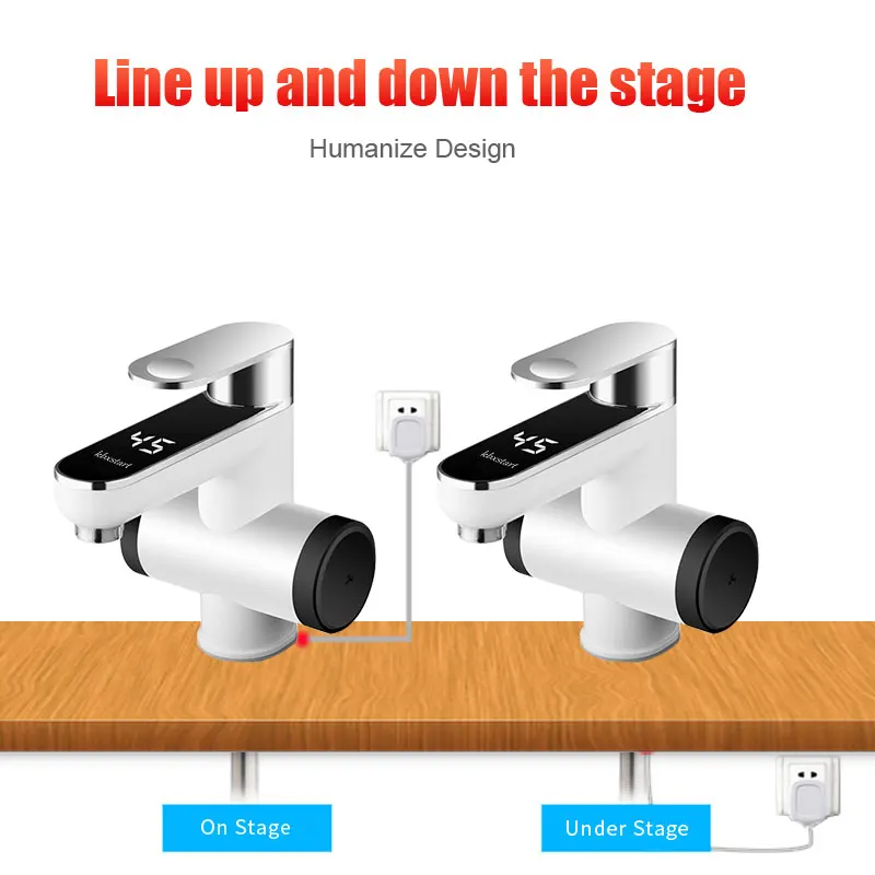 220V Electric Kitchen Water Heater Tap Instant Hot Water Faucet Heater Cold Heating Faucet Tankless Instantaneous Water Heater