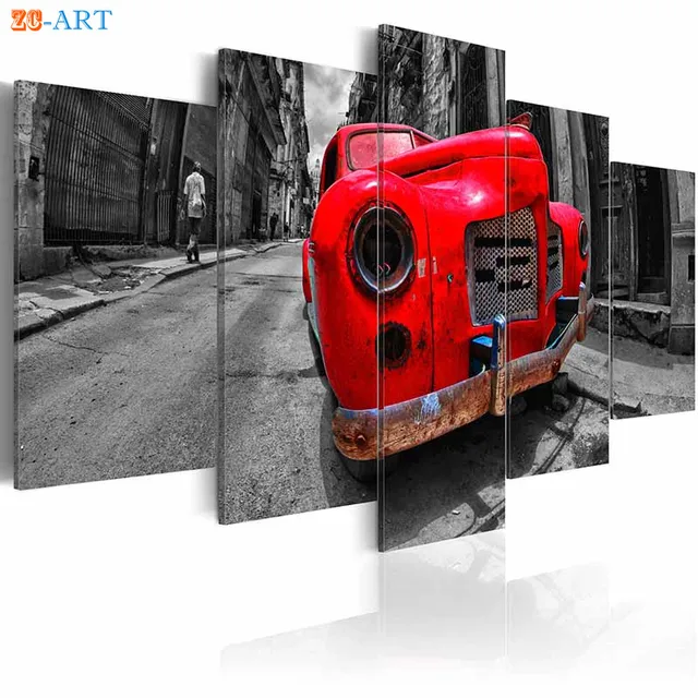 Street Car Posters and Prints Canvas Painting Canvas Art 5 Panel Wall