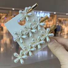 Модные милые французские мини-заколки для волос с жемчужинами и цветами, корейские шикарные нежные Ретро заколки для волос, аксессуары для волос для женщин D2935