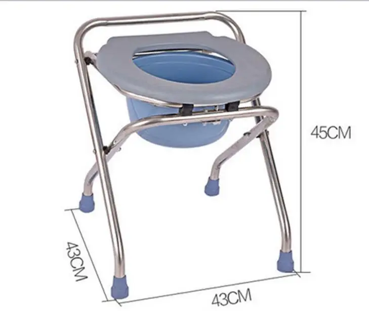 Складной стул-туалет для беременных женщин табурет для ванной нескользящий мобильный горшок стул для пациента - Цвет: Серебристый