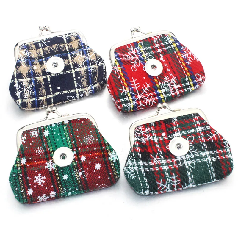 

1 PCS 18MM Christmas Snowflake Snap Buttons Jewelry Coin Purses Small Wallets Pouch Women's Money Bags For Gift 2060