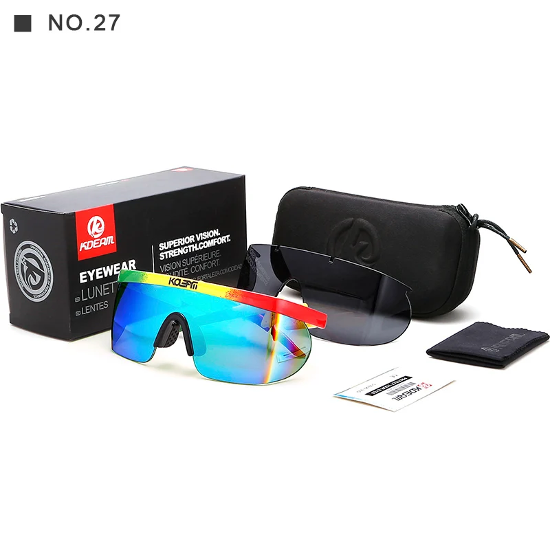 KDEAM, неоспоримые Защитные солнцезащитные очки для мужчин, большие размеры, спортивные солнцезащитные очки, цельные функциональные очки, полная посылка - Цвет линз: C27