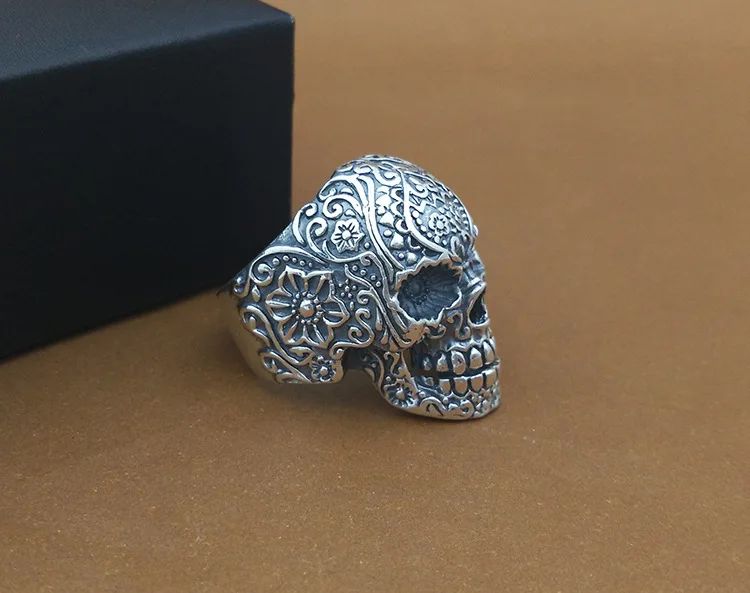 S925 Стерлинговое Серебро ювелирное ремесло Ретро тайское серебряное персонализированное Кольцо мужское Супер Воин кольцо скелет