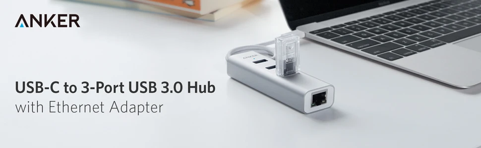 Anker USB C концентратор, 4-в-1 Алюминий USB C Ethernet адаптер с Порты и разъёмы, с 3 портами(стандарт 3,0 Порты, для MacBook Pro, Chromebook, XPS, samsung S9 и т. д