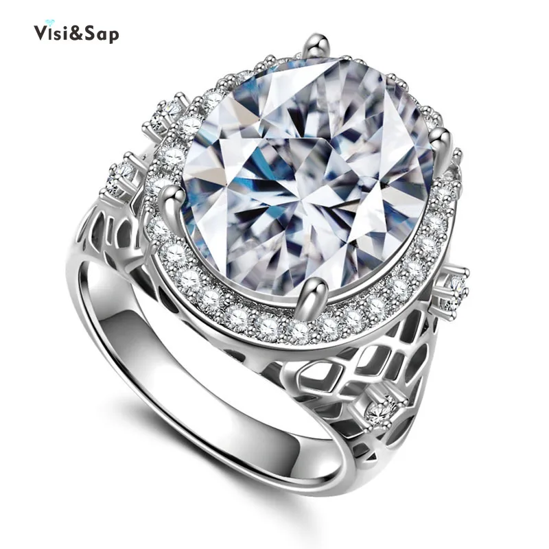 

Visisap Luxury Large 10ct Ring Oval Colorful Zircon Rings for Women Wedding Wholesale Accessories Dropshipping Jewelry B684