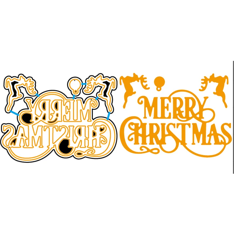 Merry Christmas Reindeers Stencil Metal Cutting Dies DIY Scrapbooking 