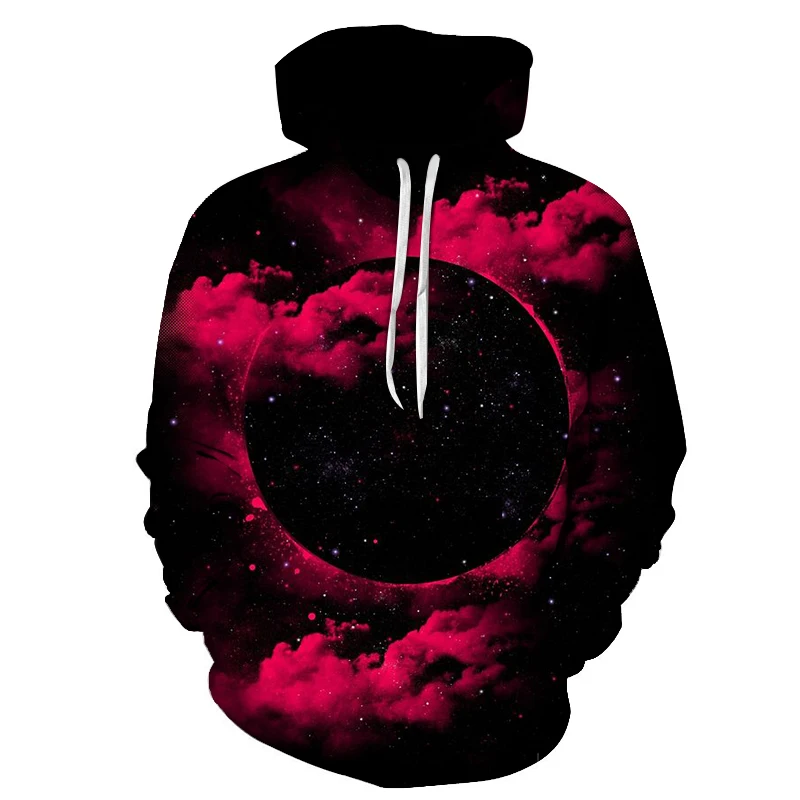 New 3D space Galaxy galaxy men's hoodie spring and autumn fashion print pocket drawstring hooded sweatshirt Casual pullover