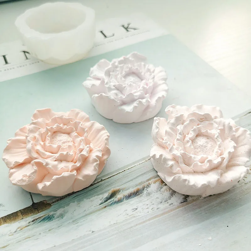 3D Пион цветок силиконовая формочка в виде цветов DIY ароматический гипсовый