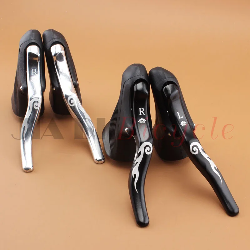 

Road Bike Brake Levers Aluminum Alloy And resin Front Rear Brake Handlebar Fixed Gear Brake Levers Fit 22.2-23.8MM Handlebar