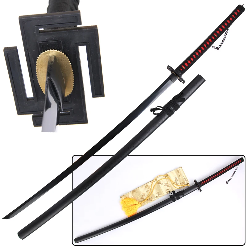 Free Shipping 56inch For Bleach Anime Kurosaki Ichigo Sword Black Real Steel Blade Zangetsu Decorative Cosplay