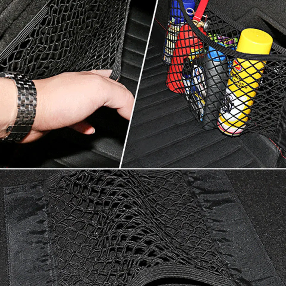 

Auto Parts Net Pocket Storage Car Trunk Velcro Bag Double Elastic Fixed Auto Parts Car Doods Grid Bracket Luggage Travel Bags