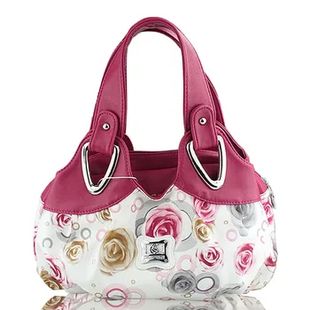 

European and American Style Street Fashion Floral Tote Bags Handbags Women Famous Brands PU Leather Shopping Top Handle Handbag