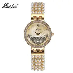 Miss Fox бренд бабочка жемчуг Для женщин кварцевые часы Топ Luxury модные Часы женская одежда часы Best подарок Relogio feminino 2018