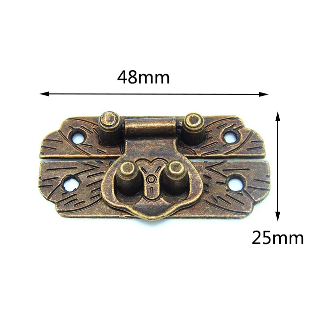 25 * 48mm Chinese Trunk Latches Antique Wooden Box Gift Clasp Zinc Alloy Lock Case Decorative Accessories 20pcs