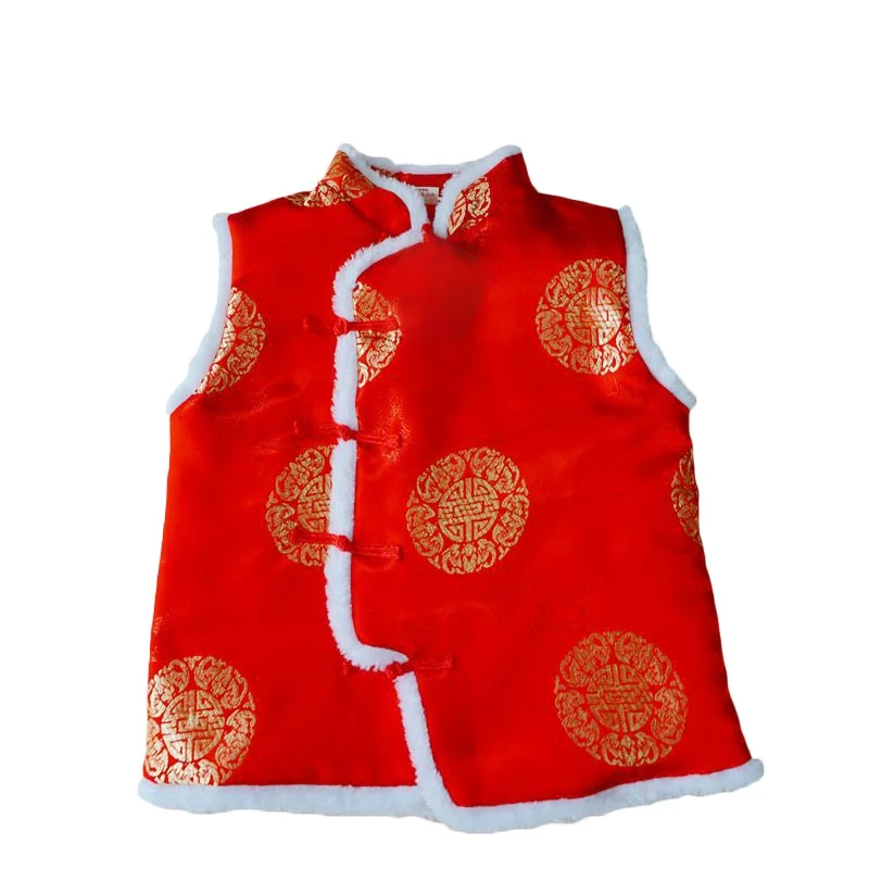 Детская жилетка Новогодняя одежда для мальчиков и девочек в китайском стиле зима осень теплая верхняя одежда пальто Дети Тан костюм жилет От 1 до 5 лет - Цвет: color as picture
