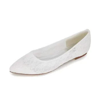 

Comfort Flat Lace Women Shoes Pointed Toe Slip on Breathable Lace Wedding Bridal Formal Party Women Flats
