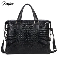 DANJUE мужской черный портфель с крокодиловым узором деловая сумка высокого качества из натуральной кожи Мужская офисная сумка для ноутбука