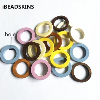 

New arrival! 30mm 200pcs/lot Environmental Paint rings-shape Wood beads for jewelry DIY making( desgin as shown)