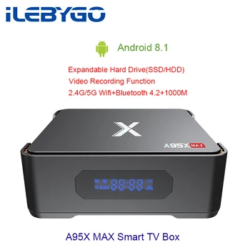 

A95X Max Android 8.1 TV Box Amlogic S905X2 4GB RAM 64GB ROM Smart TV Box 2.4G+5G WiFi 1000Mbps BT4.2 Support H.265 Set Top Box