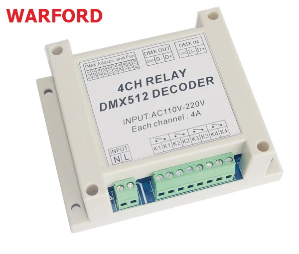 

1 pcs DMX-RELAY-4CH dmx512 relays decoder controller use for led lamp led strip lights input AC110-220V