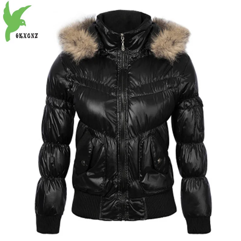 

2017 Women Winter Down cotton Short Jacket Coats Raccoon fur collar Hooded Parkas Plus size Female Warm Short Jackets OKXGNZ1116
