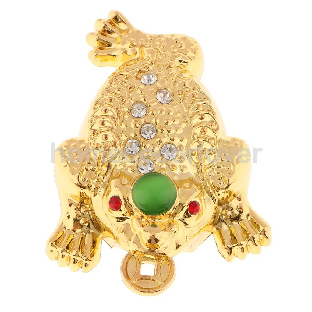 Classic Golden Resin Feng Shui Toad Statue Figurine Coin Money Wealth Ornaments For Home Office Shop M
