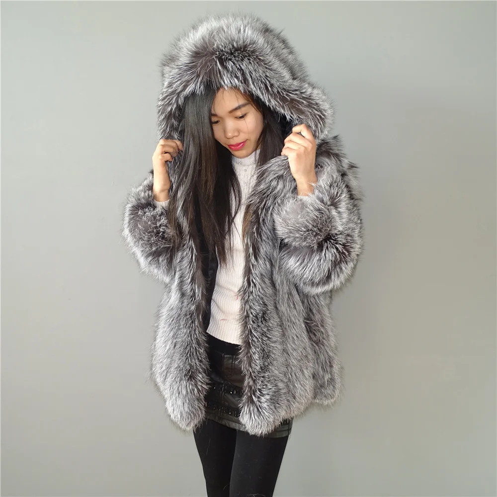 Real Fox Fur Natural Fur Winter Heavy Warm Fox Hair Women Fur Coat