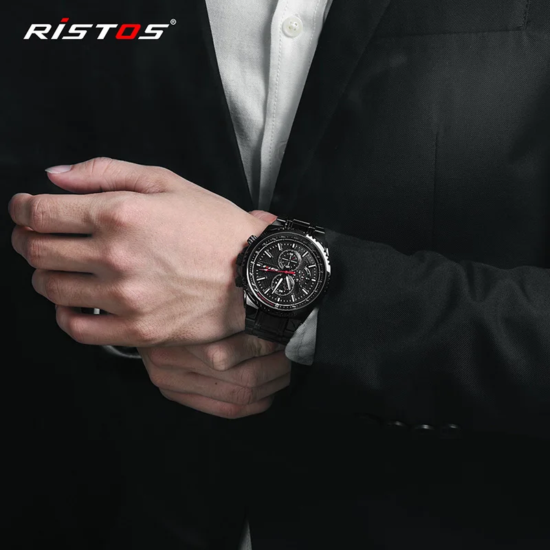 Мужские кварцевые часы RISTOS из нержавеющей стали Reloj Masculino экстремальные виды