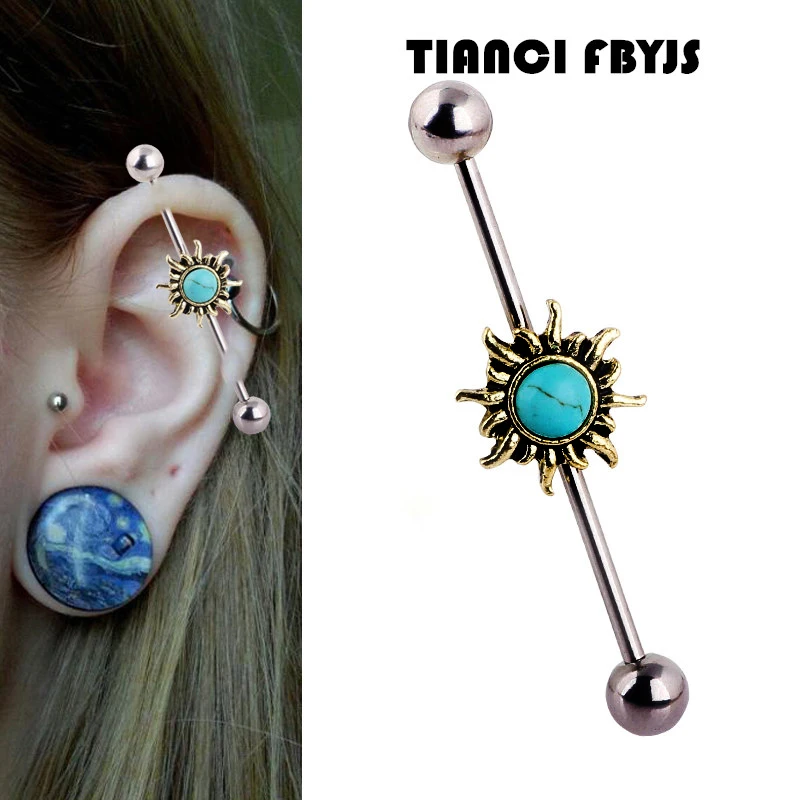 TIANCI FBYJS 2 шт./лот голубая серьга промышленный пирсинг Баррелл модный для ушей
