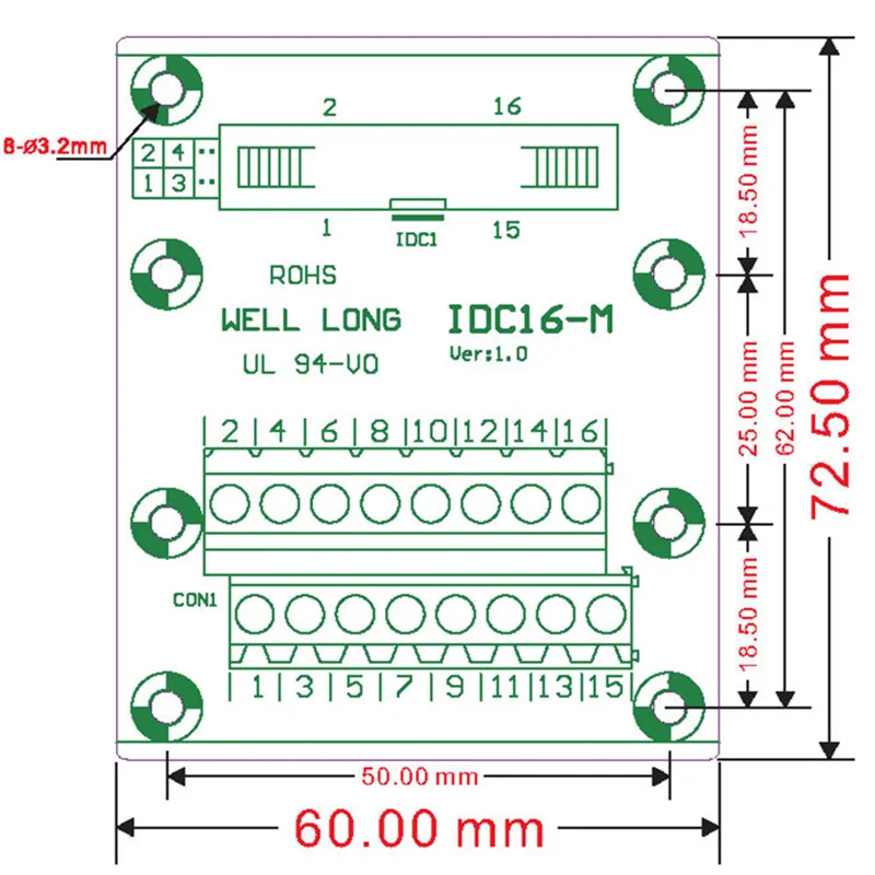 idc 16 modulo de interface montado em trilho din 04