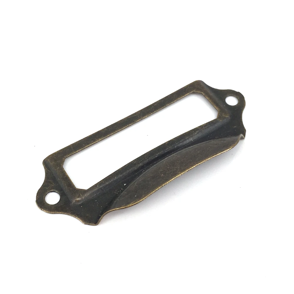 69*29mm Library Label Drawer Pull Small Antique Bronze Tag Label Holder