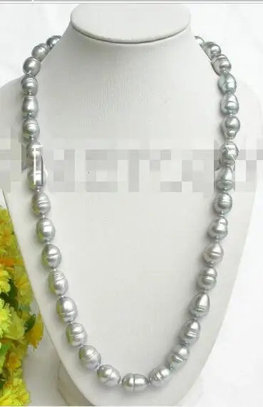 

Free Shipping >> length 20" 13mm baroque Gray pearl necklace dragon E253