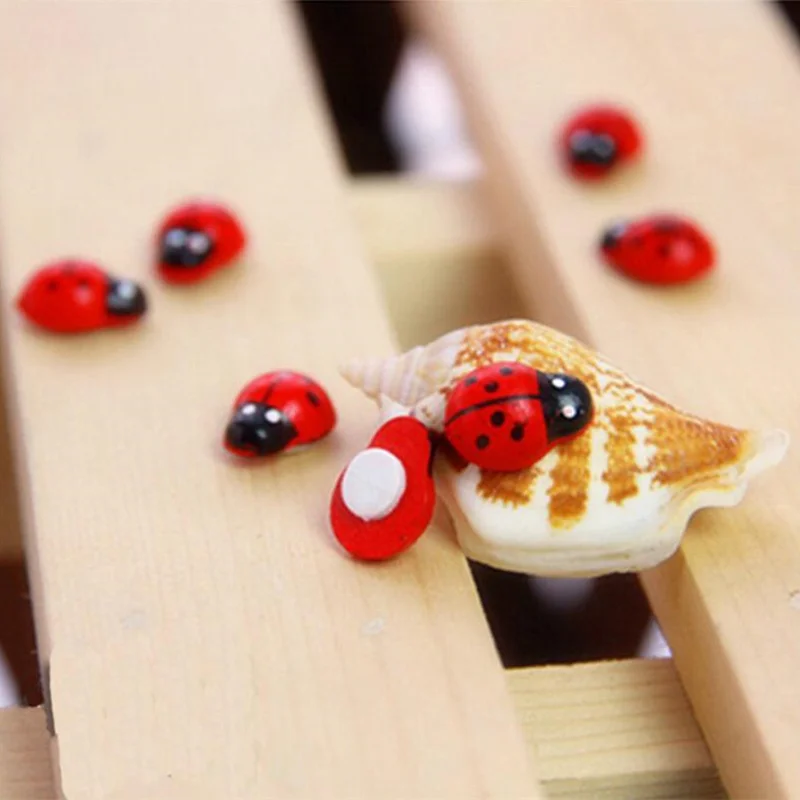Wooden Ladybird Ladybug Sticker Children Kids Painted Adhesive Back DIY Craft Home Party Holiday Decoration 5BB5737