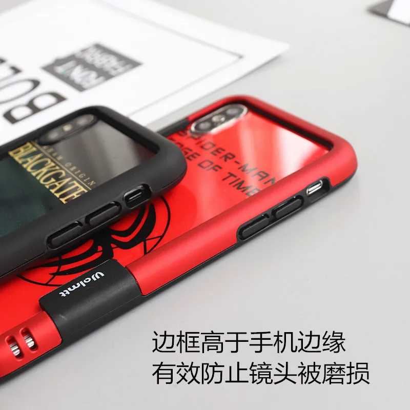 Чехол Спайдермен для iPhone 6 6s plus закаленное стекло задняя Передняя пленка 7/8+ чехол для телефона милый Бэтмен протектор экрана X/XS Max бампер