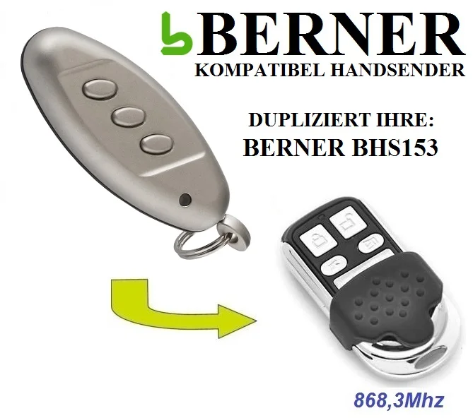 

BERNER BHS153 garage door remote control 868.3 transmitter