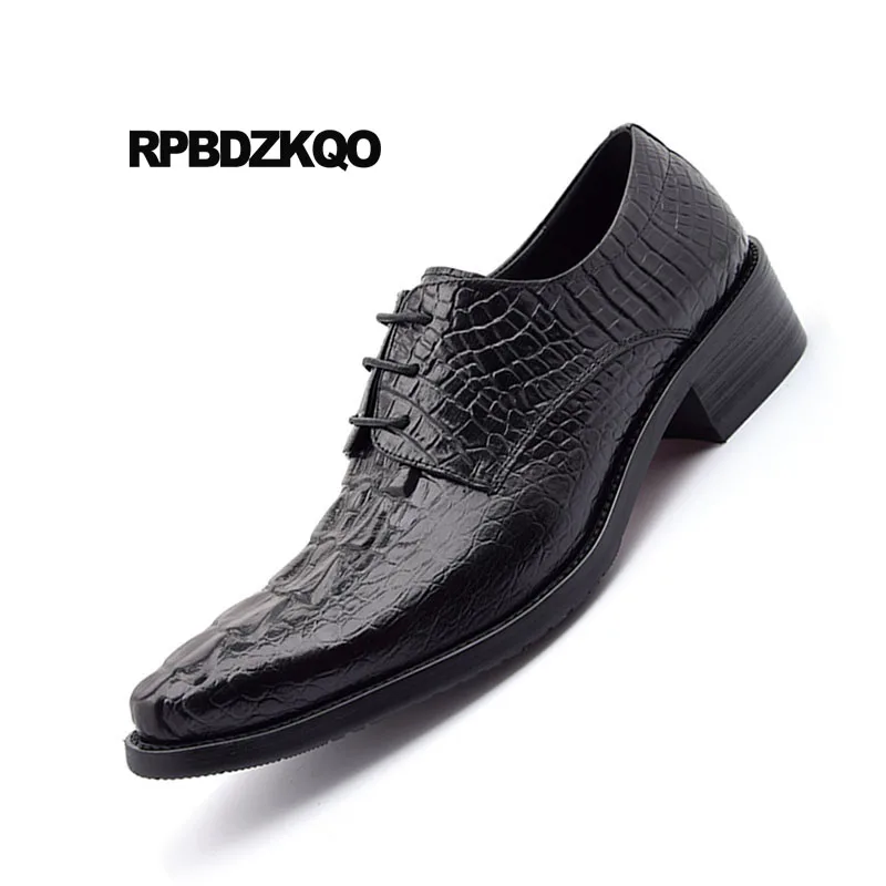 Pointu Oxfords Cuir En Formelle marron Serpent Britannique Python Alligator La Robe Hommes Noir De Chaussures Style Bout Noir À Peau Main Crocodile HPZwA