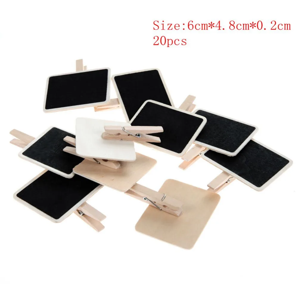 

20pcs Mini Retangle Chalkboard Blackboard Clips Tag Crafts for Wedding Party Table Decoration Wordpad Message On A Stick Stand