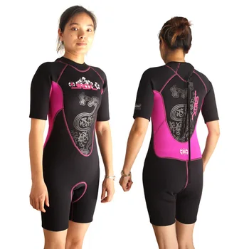 

Wetsuits Women's Premium Neoprene 3mm Shorty One-Piece Jump Suit Diving Suit SLINX 1104 Pink/Black