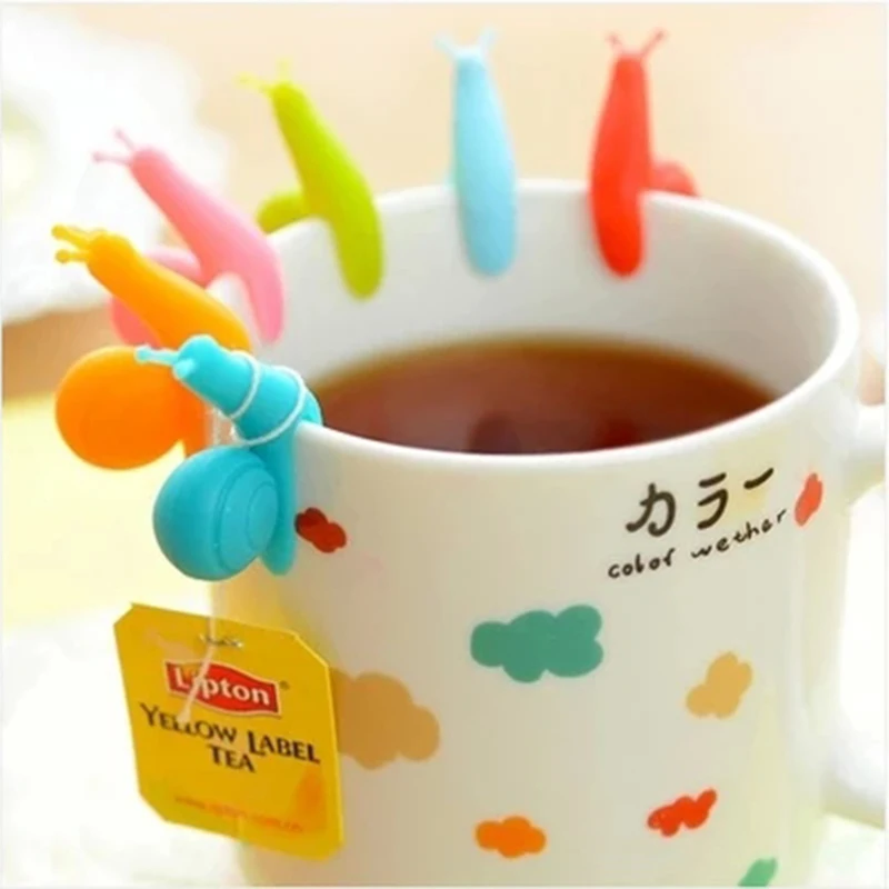 

Cute Candy Colors 6 PCS/Set Snail Shape Silicone For Mug Cup Tea Bag Holder Tea Tools Gift Free Shipping