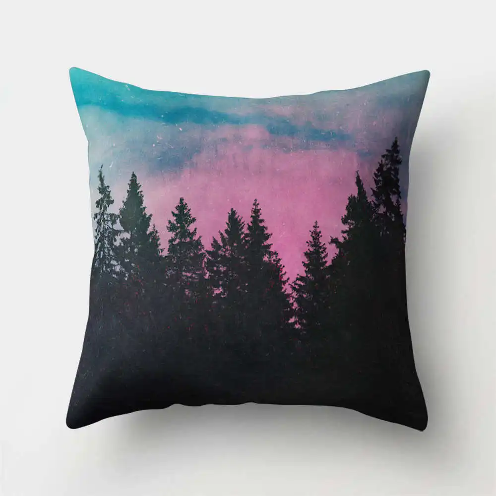 1 шт. наволочка для подушки из полиэстера с рисунком дерева и леса, декоративная наволочка для дивана, кровати, 40524 - Цвет: K