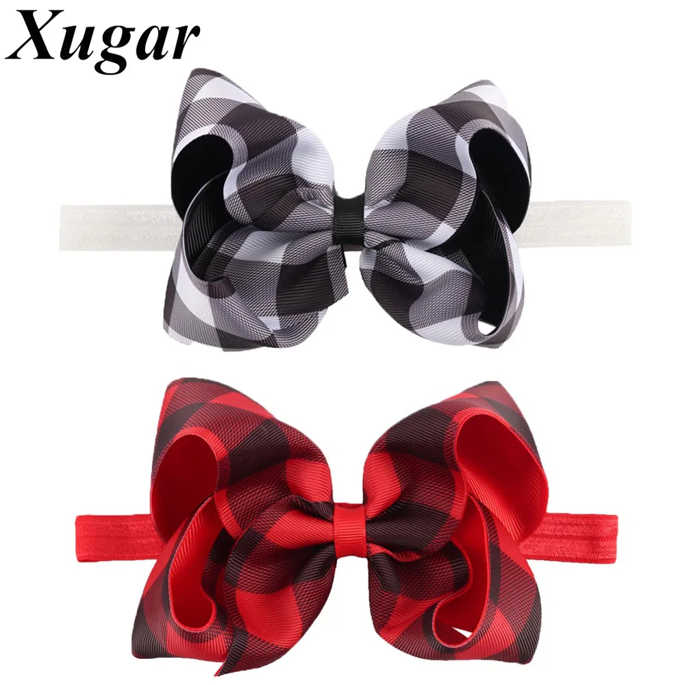 

Christmas Plaid Hair Bow Headbands for Girls Newborn Kids Bowknot Elastic Hair Bands Headwrap Handmade Hair Accessories