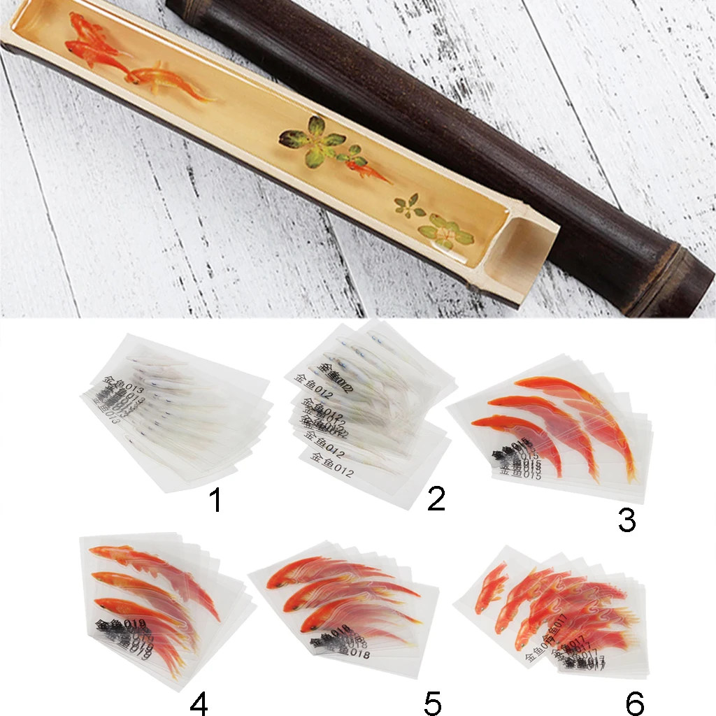 10 Sheets 3D Goldfish Clear Film Sticker, Koi Pond Painting, Resin Inclusion for Resin Craft Art ,Resin Decorative Stickers