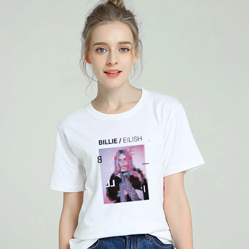 

2019 New Cool Billie Eilish Summer Harajuku Tshirt Women Cotton Modis Plus Size T Shirt Femme Tumblr Print Short Sleeve Top Tees