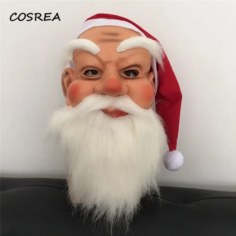 COSREA Рождественский карнавальный костюм Санта-Клаус снежный мужской Рождественский эльф вечерние реалистичные наружные маски со шляпой парик борода для взрослых мужчин и женщин